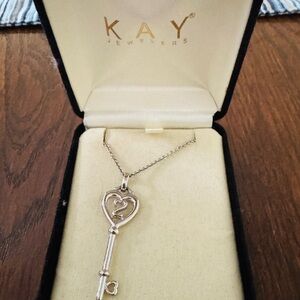 Kay Jewelers Silver Heart Key Necklace